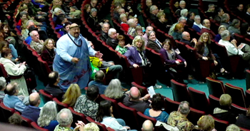 Liko Puha chanting a welcoming chant for George Kahumoku