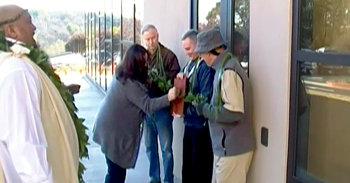Liko Puha blessing the new anechoic chamber at Agilent Santa Rosa