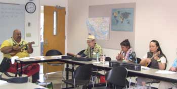 Liko Puha holding a 'ukulele workshop